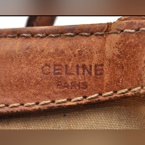 Authentic CELINE Macadam Blason Pattern Hand Tote Bag Leather Beige GREAT! - Picture 11 of 16